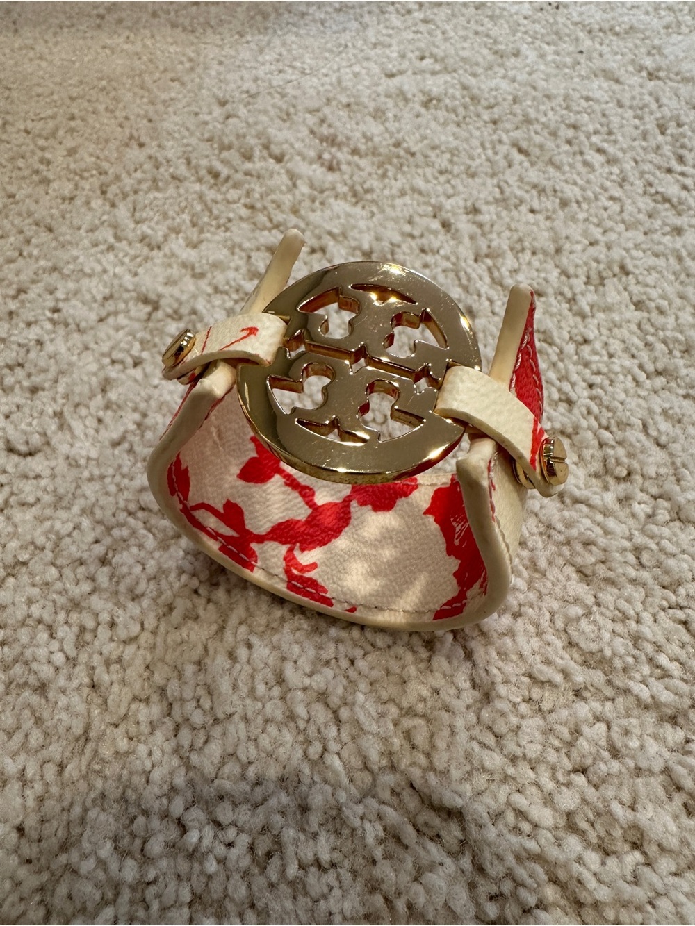 Tory Burch Red and Cream Logo Bracelet